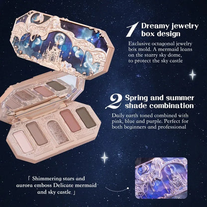 Flower Knows Moonlight Mermaid Eyeshadow Palette – 5-Color Matte, Shimmer & Glitter Waterproof Eye Shadow