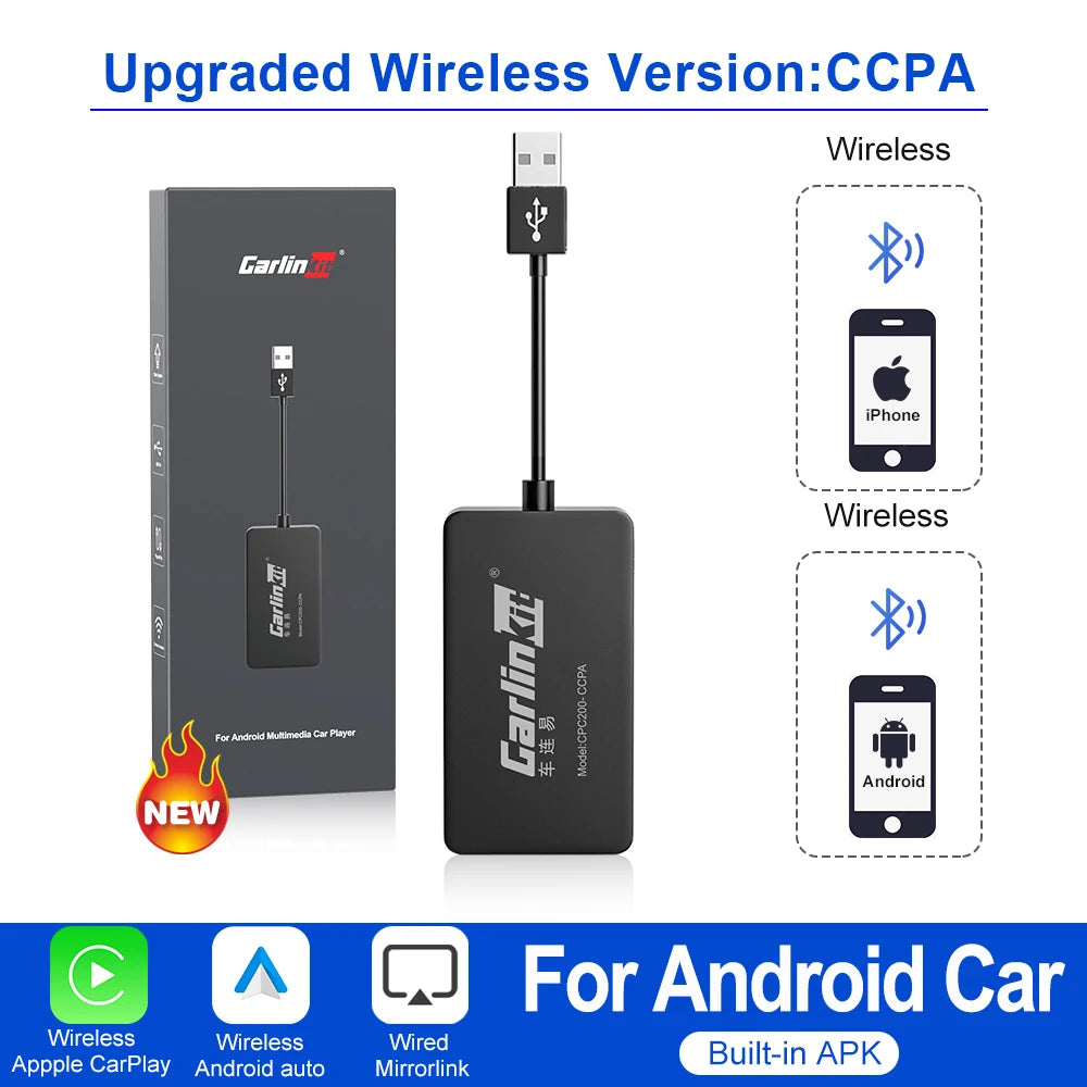 CarlinKit Wireless CarPlay Adapter — USB Dongle for Android Auto, MirrorLink, Waze & Spotify Car Multimedia