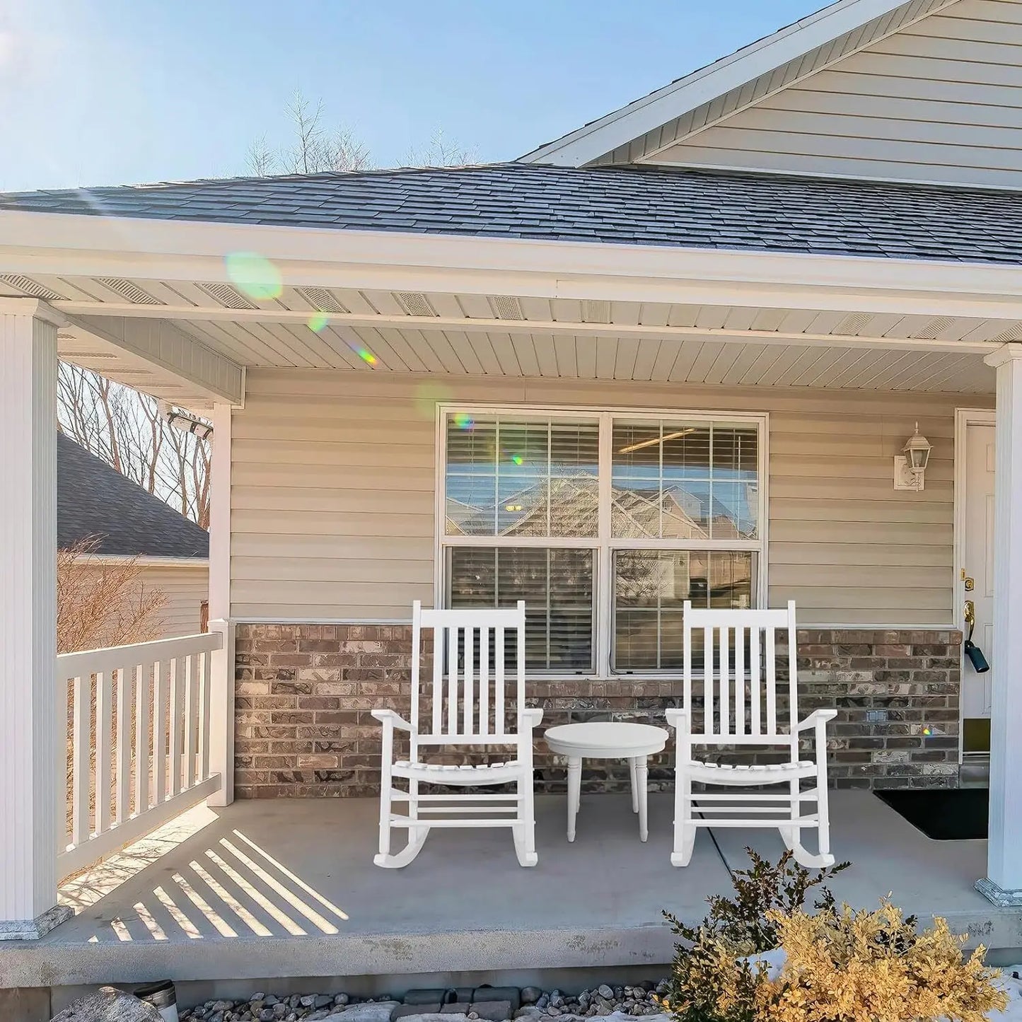 Wooden Porch Rocking Chair – High Back Outdoor Rocker for Adults, Patio & Garden Seating