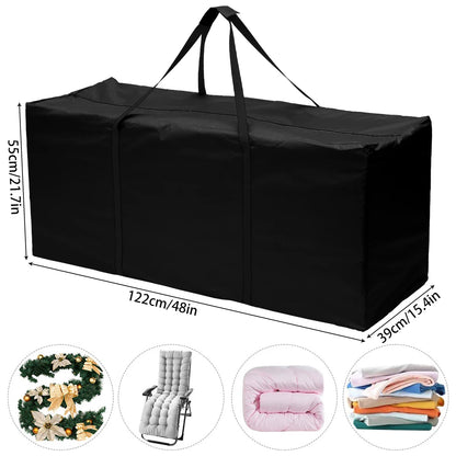 Outdoor Garden Furniture Cushion Storage Bag — Waterproof Zipped Trunk Case, Heavy-Duty 210D Rip-Proof Oxford Fabric