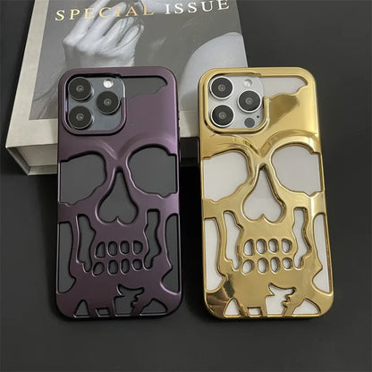 Cool Hollow Skull Ghostface Plating iPhone Case – Heat Dissipation Slim Cover for iPhone 14-17 Pro Max