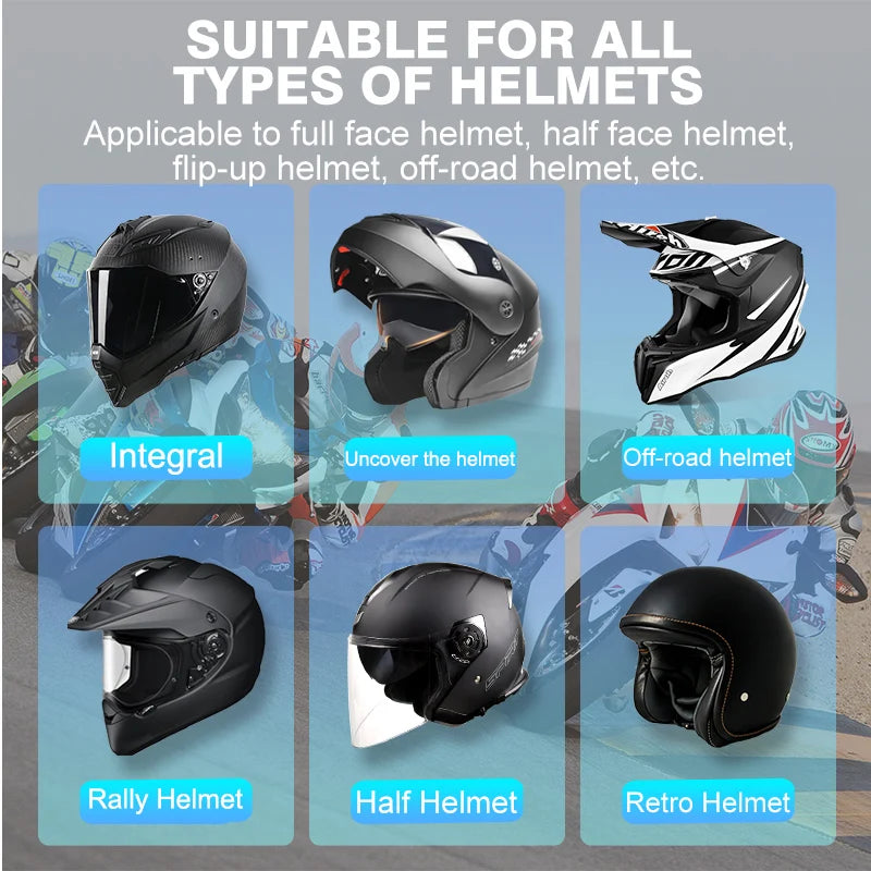 MAXTO M3 Motorcycle Helmet Bluetooth Headset — 1080P WiFi Video Recorder, Waterproof Intercom for 6 Riders, 1000m Range