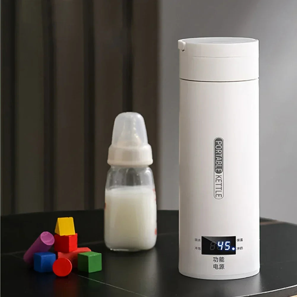 500ML Portable Electric Kettle — Travel Tea & Coffee Boiler Thermal Cup with Anti-Scald Design and English Menu