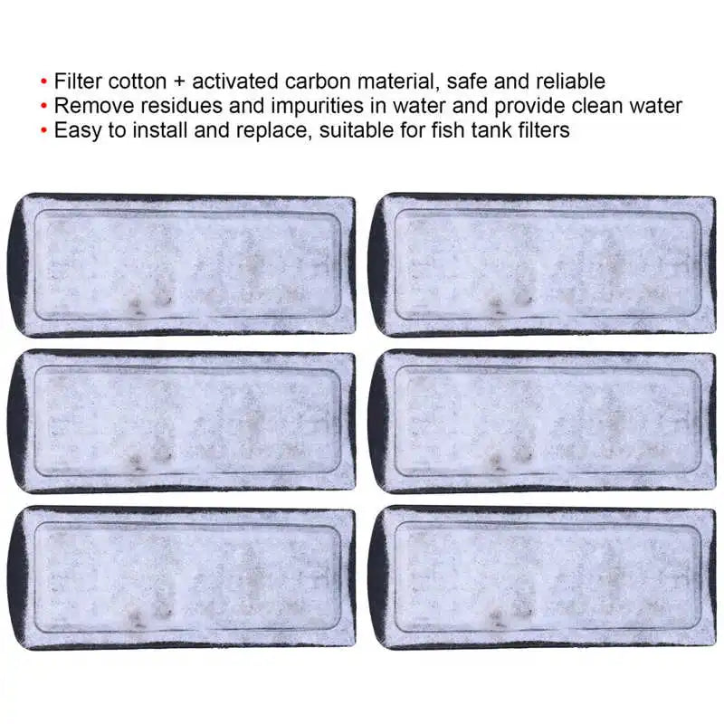 6PCS Aquarium Filter Cotton Replacement - Wall-Mounted Carbon Filter Accessory for Fish Tanks