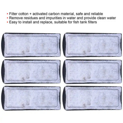 6PCS Aquarium Filter Cotton Replacement - Wall-Mounted Carbon Filter Accessory for Fish Tanks