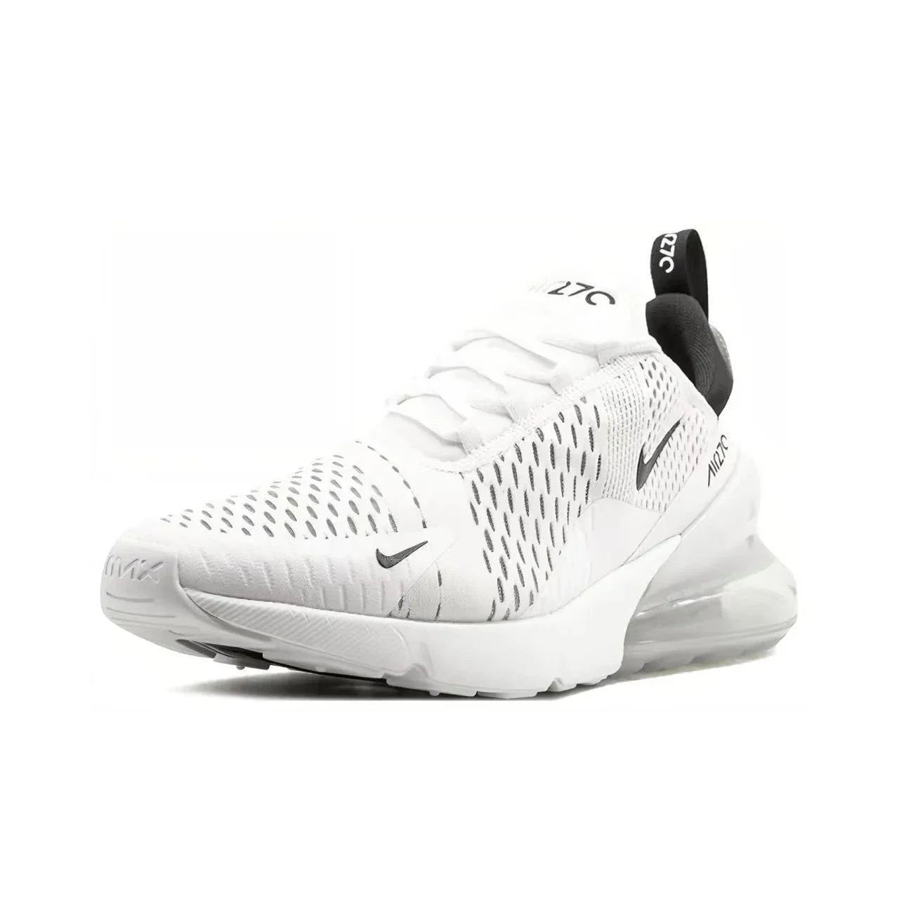 Nike Air Max 270 Running Shoes – Mesh, Shock Absorption, Non-Slip, Abrasion Resistant, Unisex Black & White Low Top