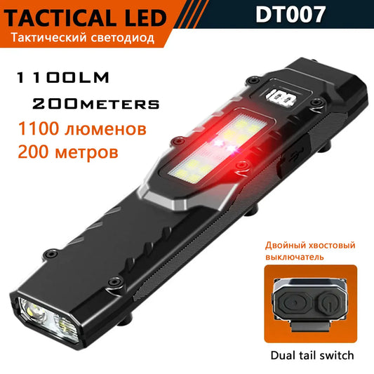Tactical Triple-Light LED Flashlight – Ultra-Thin Aluminum Alloy EDC Rechargeable COB Work Light