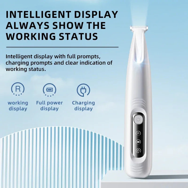 Type-C Dog Paw Trimmer - Waterproof Pet Hair Clippers with LED Light & Display, 18mm Wide Blade Grooming Tool