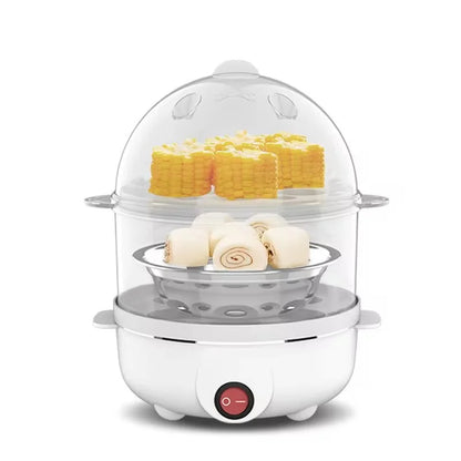 Multifunctional Electric Egg Cooker – Double-Layer Mini Steamer & Poacher for Easy Breakfast Cooking