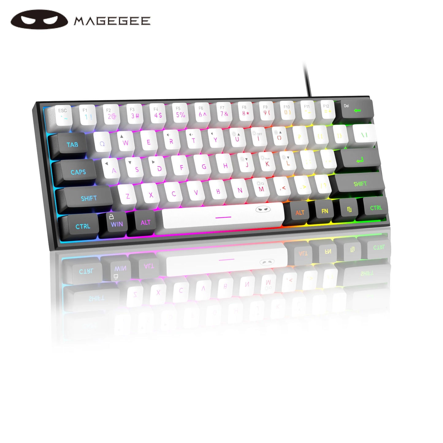 MageGee TS91 60% Compact Wired Keyboard – 61 Key RGB Backlit Portable Membrane Keyboard for Windows PC