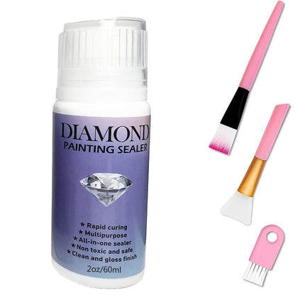 60ML/120ML/200ML Diamond Painting Sealer – Glue with 3 Brushes for Permanent Hold & Shine Effect, Puzzle Art Sealer