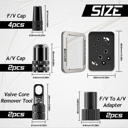 BUCKLOS F/V to A/V Valve Adapter – Aluminum Alloy Presta to Schrader Converter with Durable Bicycle Valve Cap