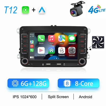 2DIN Android Car Radio for Volkswagen Golf 5/6, Polo, Passat B6/B7, CC, Skoda, Jetta - Multimedia, CarPlay, Wifi & GPS Navigation