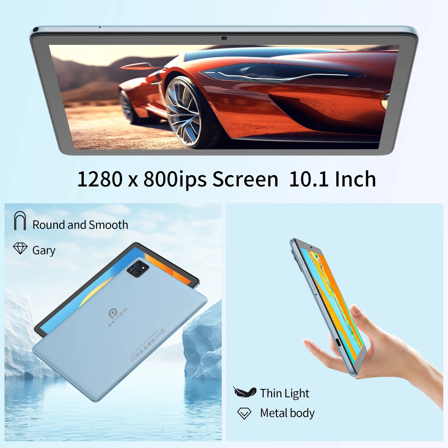 PRITOM TAB11 Android 14 Tablet – 10 Inch, 8GB RAM, 128GB ROM, Octa-Core, 5G WiFi, Keyboard & Case