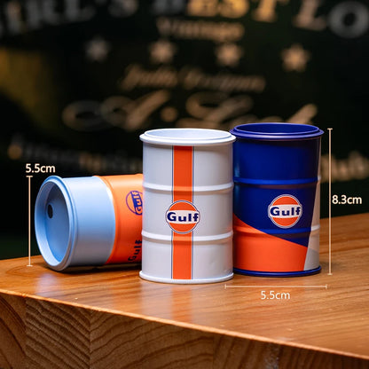 Iron Mini Oil Drum Model – Chemistry Car Desktop Decoration & Storage Box War Games Scene Toy for Boys