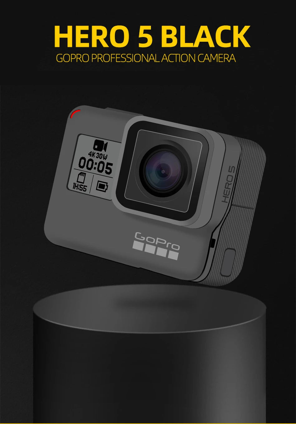 GoPro HERO5 Black 4K Ultra HD Sports Camera – 1080P Video, Anti-Shake, Cycling Helmet Action Cam, Optional Memory Card