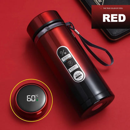 Stainless Steel Thermos Bottle 500ML-1L with LED Temperature Display - SUS304 Vacuum Flask for Tea and Water, Portable Travel Cup