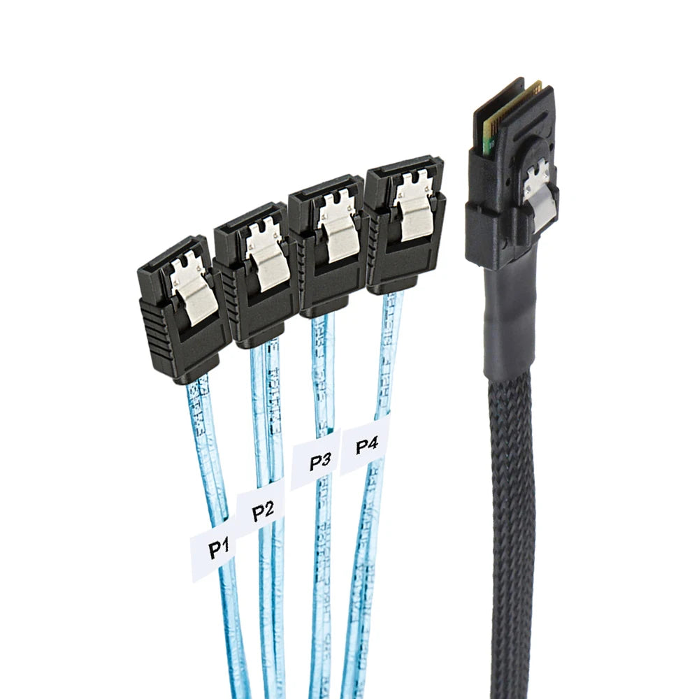 Mini SAS Cable SFF-8087 to SATA – Breakout Cable, SFF8087 to 4x SATA for SAS to SATA Connections