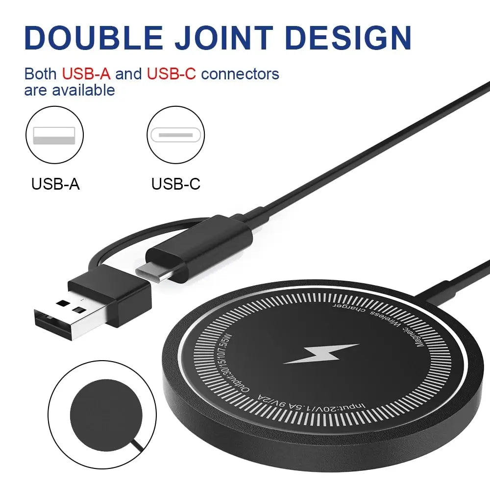 Fast Charging Magnetic Wireless Charger Stand for iPhone 15 14 13 12 Pro Max & Airpods - PD Macsafe Phone Chargers Dock Station