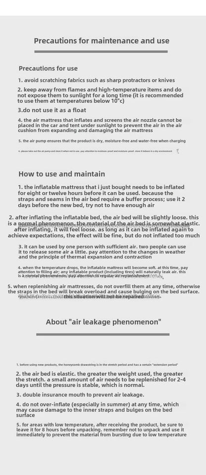 MOUNTAINHIKER 2025 Inflatable Air Mattress - PVC Glamping Camping / interior Bed Mat with Built-In Pump for 1-3 Person