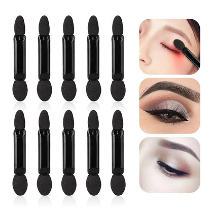 10/50PCS Double-Ended Sponge Sticks - Portable Eyeshadow, Eyeliner & Lip Makeup Applicators, Disposable Cosmetic Tools