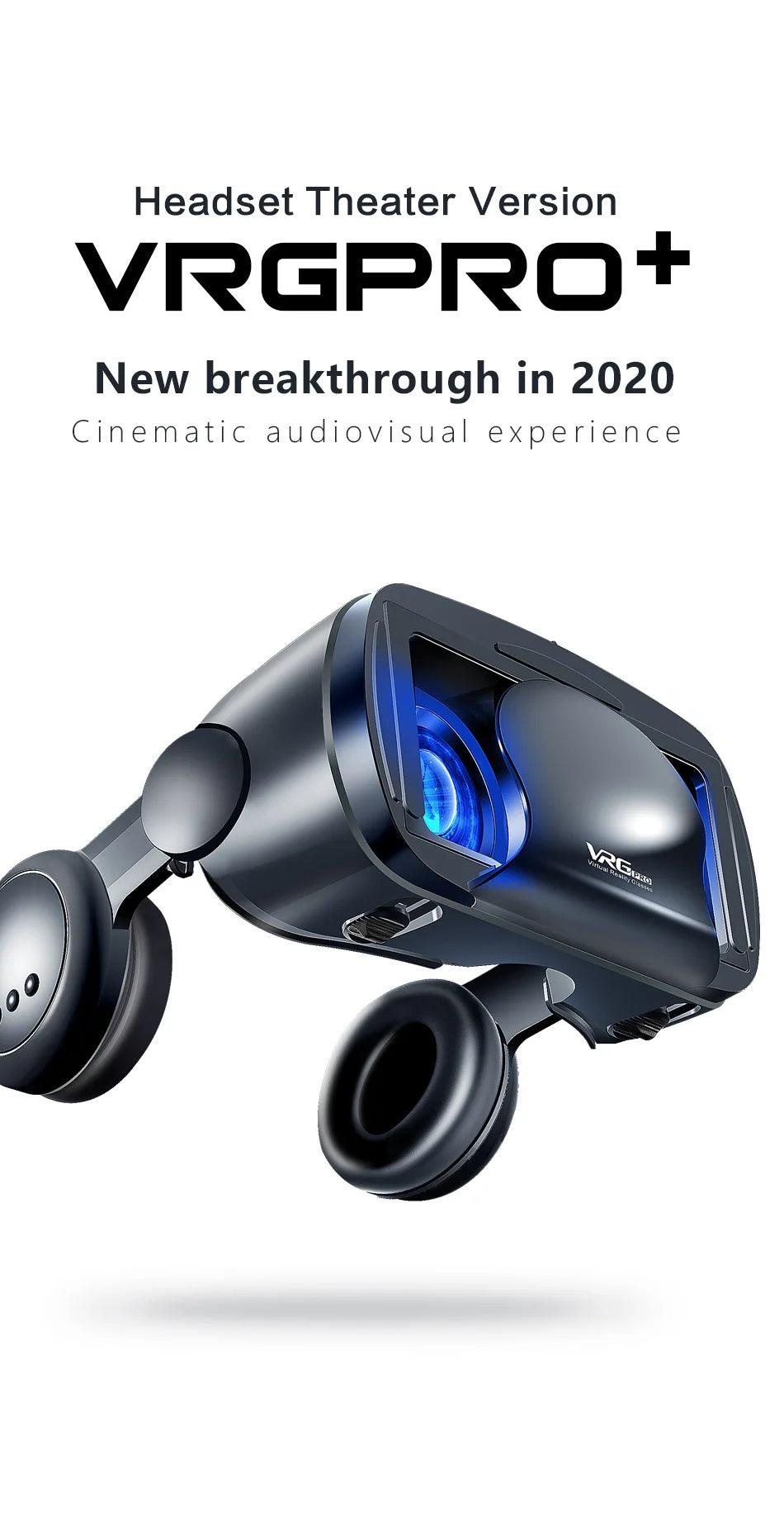 3D VR Headset – Virtual Reality Smart Glasses Helmet for Smartphones with Controllers and 7-Inch Lenses