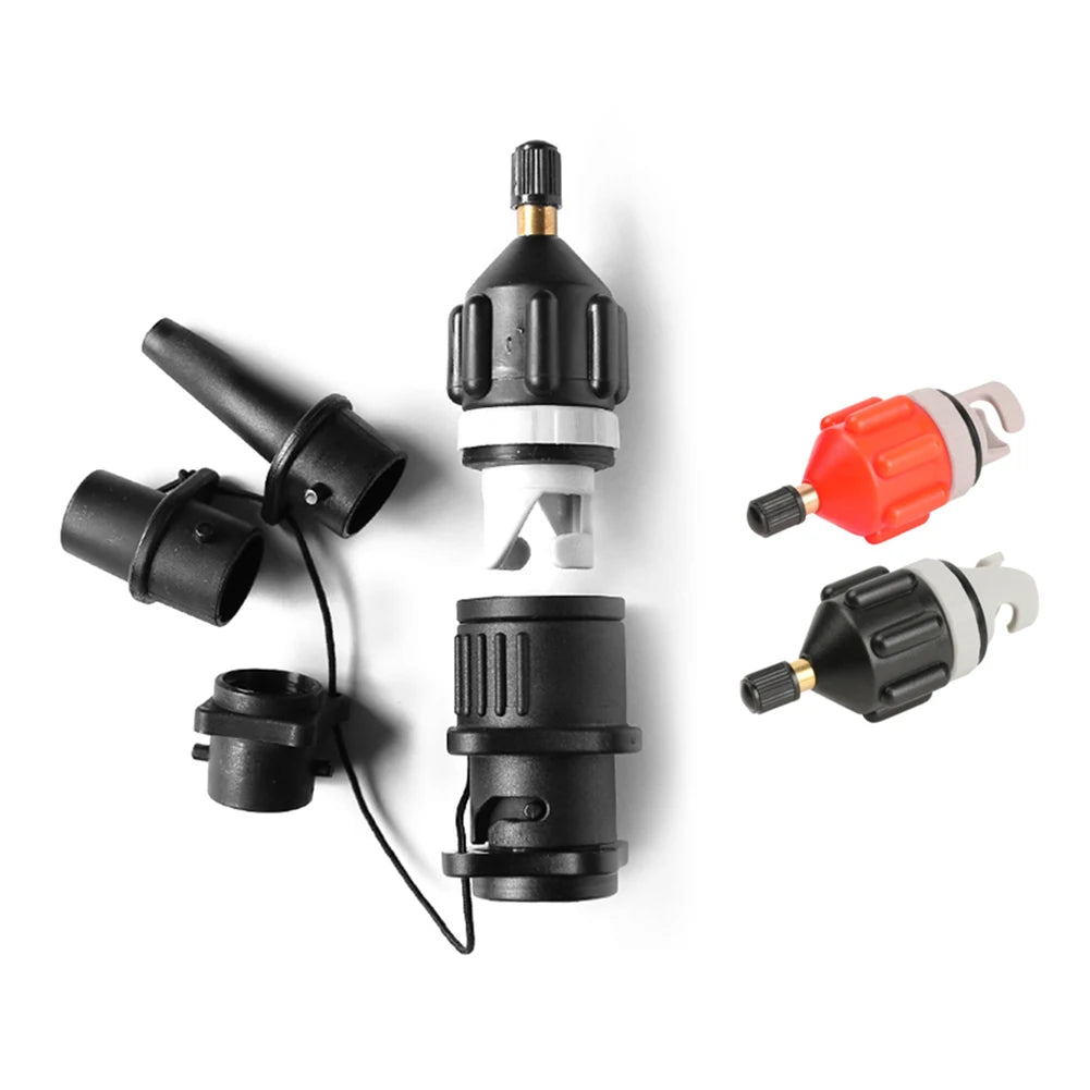 SUP Board Air Valve Adapter Kit — Inflatable Pump Connector for Paddle Boards, Kayaks, Black/Orange