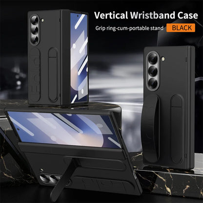 Wristband Hinge Phone Case for Samsung Galaxy Z Fold 3-7 – With Pen Slot & S Pen, Screen Protector Cover