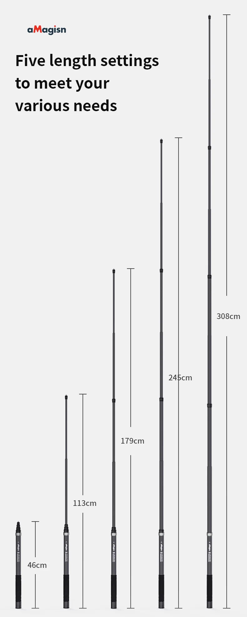 aMagisn 3M Invisible Selfie Stick - 1.2M Carbon Fiber Telescopic Monopod for DJI, GoPro, Insta360 X3/X4 Accessories