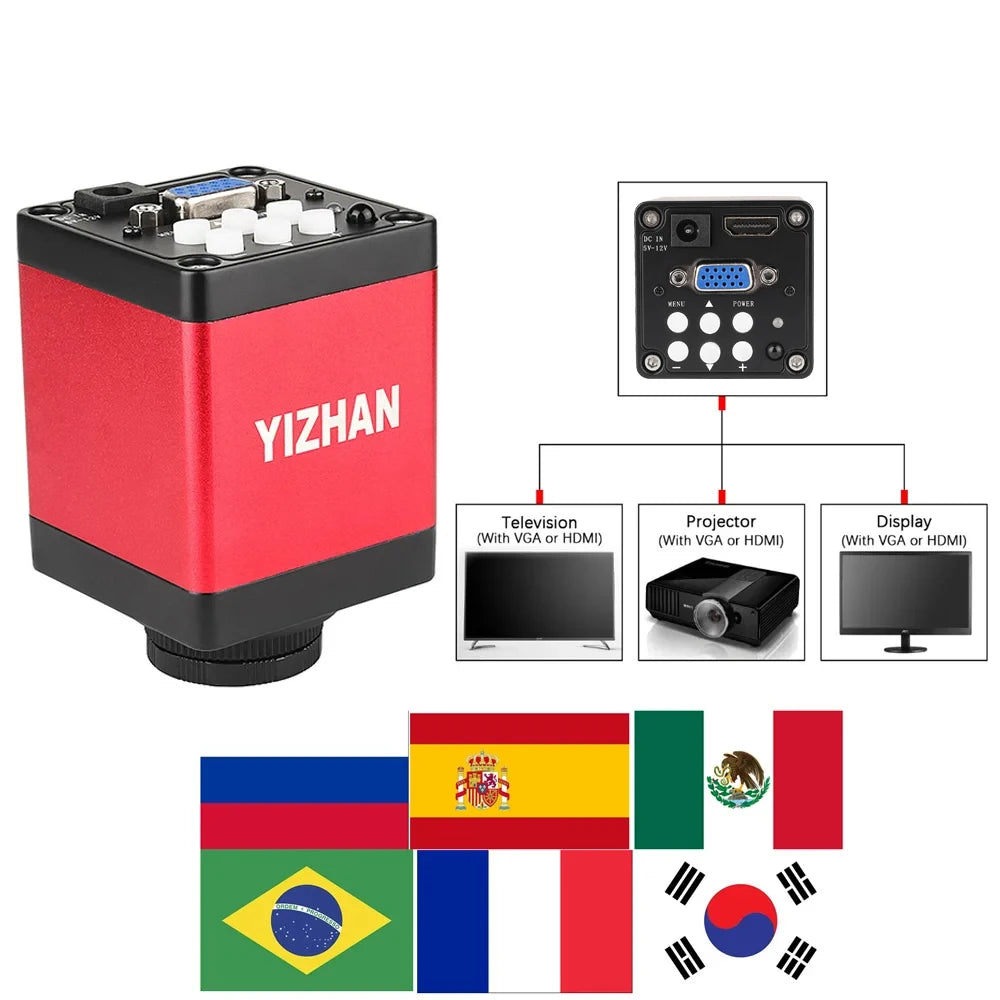 1-150X Zoom Lens Digital Microscope – 4K 48MP HD Industrial Camera with HDMI & Type C for Electronics Soldering