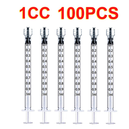 100PCS 1ml Luer Lock Syringes – Sterilized Lab Injectors for Glue Dispensing & Sampling, Individual Packaging