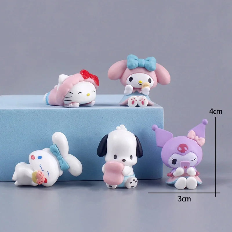 New 5pcs Sanrio Cinnamoroll Action Figures – Kawaii Anime Toy Set for Tabletop Decoration & Kids Gifts