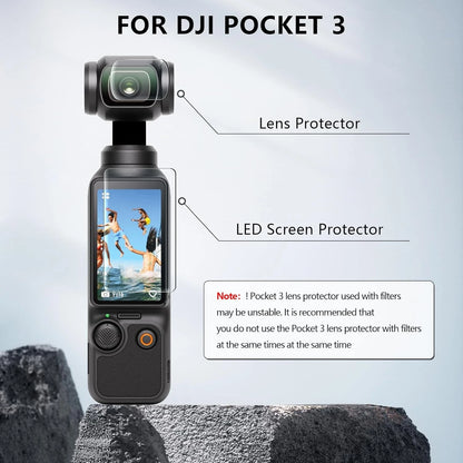 DJI OSMO Pocket 3 Screen Protector – 9H Tempered Glass Lens Cover, HD Transparent, Anti-Scratch Accessory