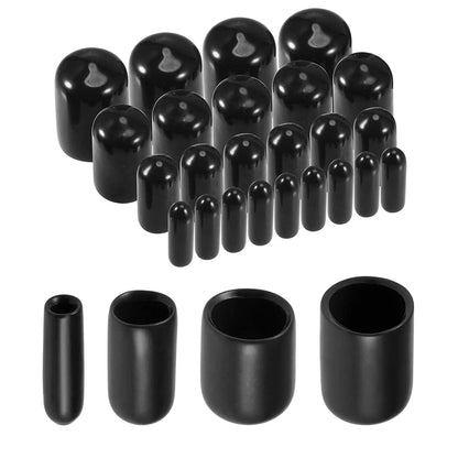 PVC & Rubber End Cap Kit — 10/25/50pcs Round Threaded Caps for Steel & Plastic Pipes, 3-25mm