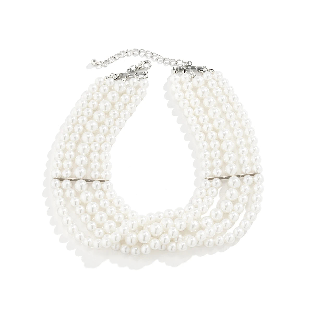 Vintage Imitation Pearl Multi-Layer Necklace – Elegant Oval Beads Choker Collar for Women, Chain Jewelry Accessories, Party Gift