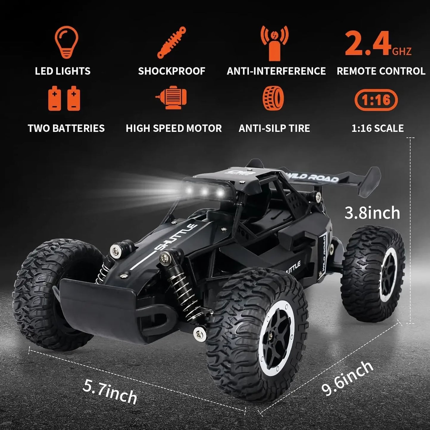 DK087 1:16 2WD Brushless High-Speed RC Drift Car – Off-Road Remote Control Truck with LED Lights, 20KM/H Racing Toy Model