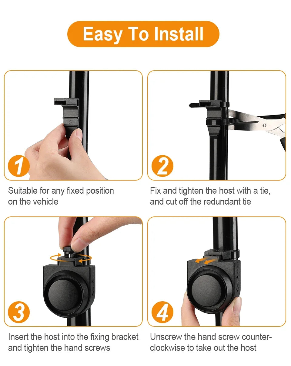 WSDCAM Bicycle Alarm – Waterproof Vibration Alarm with USB Charging & Remote Control, 110 dB Security for Bike & Motorcycle