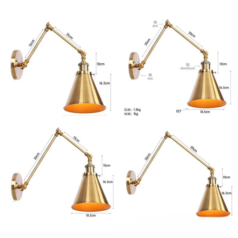 American Iron Art UFO Wall Lamp — Black Decorative Light for Bedroom, Bar & Restaurant