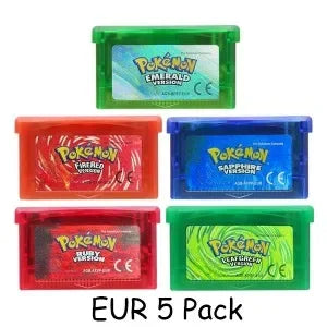 GBA Pokémon 32-Bit Game Cartridges – Emerald, FireRed, LeafGreen, Ruby & Sapphire, Multi-Language