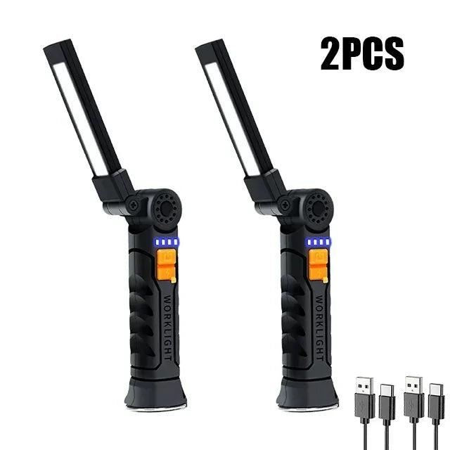 USB Rechargeable LED Flashlight – Built-in Battery Torch with Magnetic Base, 5 Modes for Home & Outdoor Camping