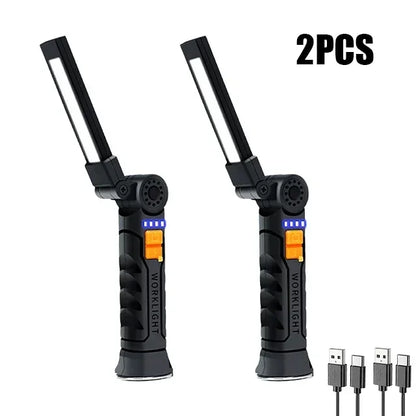 USB Rechargeable LED Flashlight – Built-in Battery Torch with Magnetic Base, 5 Modes for Home & Outdoor Camping