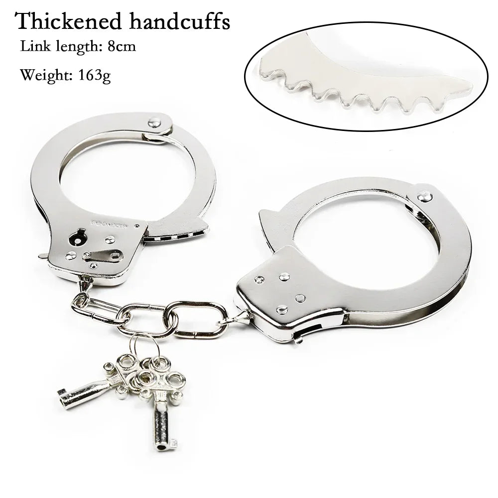 DUTRIEUX Stainless Steel Handcuffs – Adjustable Metal Ankle & Wrist Cuffs with Chain, BDSM Bondage Restraints for Couples
