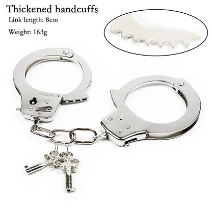 DUTRIEUX Stainless Steel Handcuffs – Adjustable Metal Ankle & Wrist Cuffs with Chain, BDSM Bondage Restraints for Couples