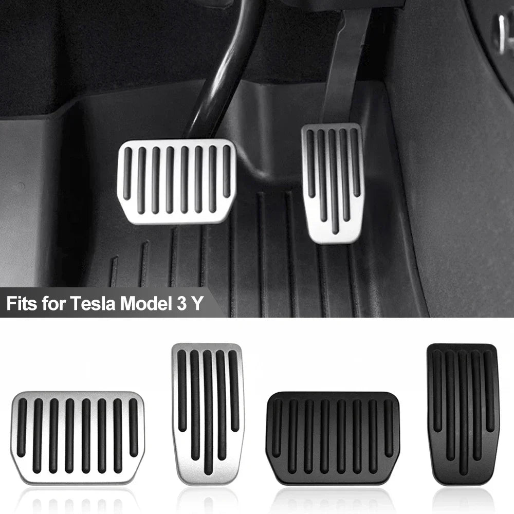 Tesla Model Y/3 Highland Foot Pedal Pads – Non-Slip Aluminum Accelerator, Brake & Rest Performance Covers