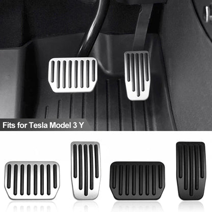 Tesla Model Y/3 Highland Foot Pedal Pads – Non-Slip Aluminum Accelerator, Brake & Rest Performance Covers
