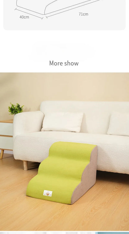 Pet 2/3-Step Stair Ramp for Dogs and Cats - Memory Foam Sponge, Removable and Washable, Training Pet Ramp for Sofa