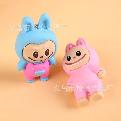 32PCS Labubu Eraser Blind Box – Anime Cartoon Figure Erasers for Kids’ School Supplies