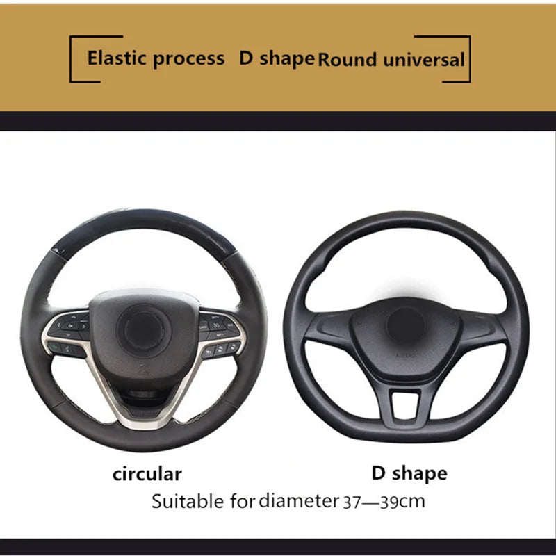 Universal Non-Slip Steering Wheel Cover – Embossed Leather Car Styling Accessory for Improved Grip