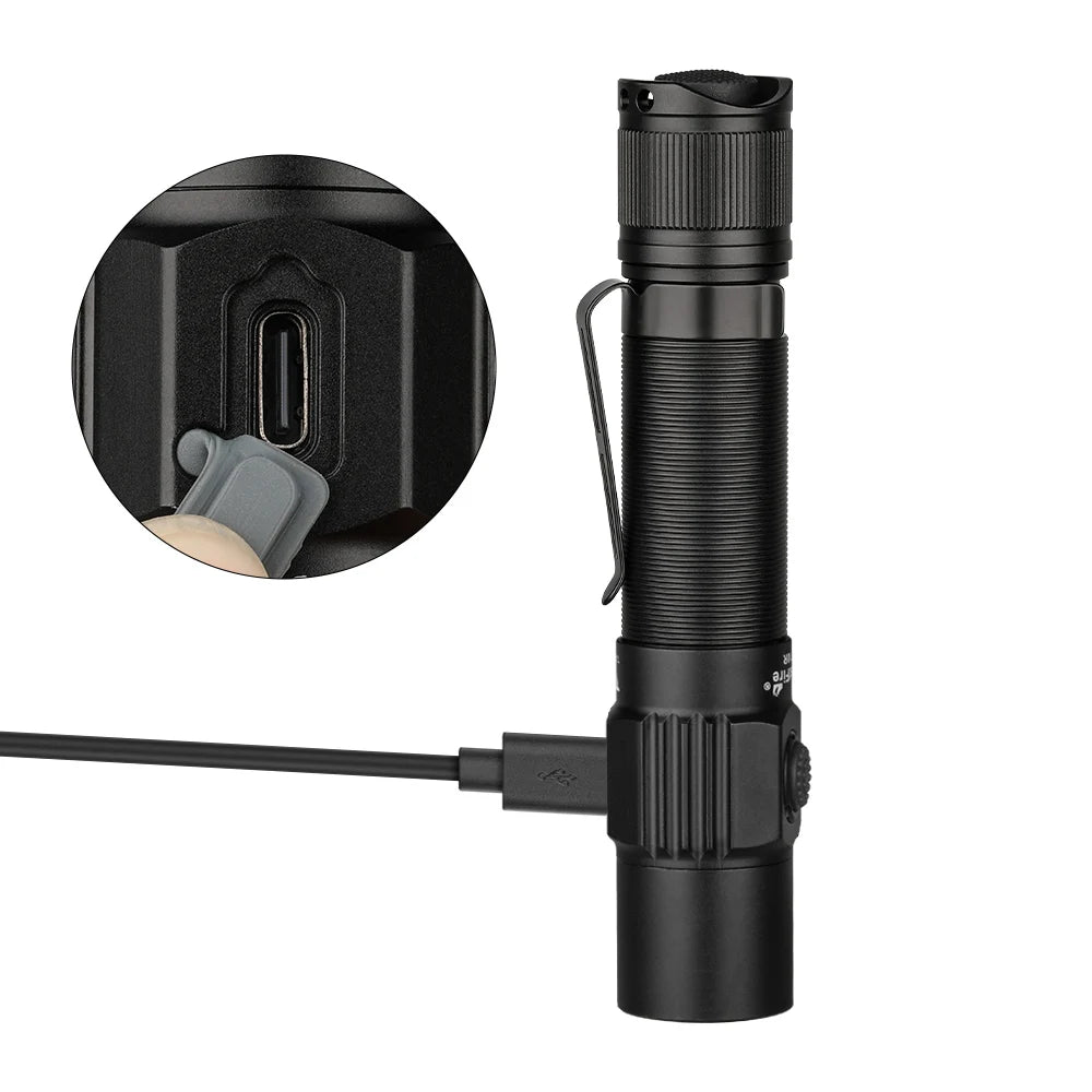 Trustfire T10R Tactical LED Flashlight — 1800 Lumen, USB-C Rechargeable 18650 Torch with Dual Switch