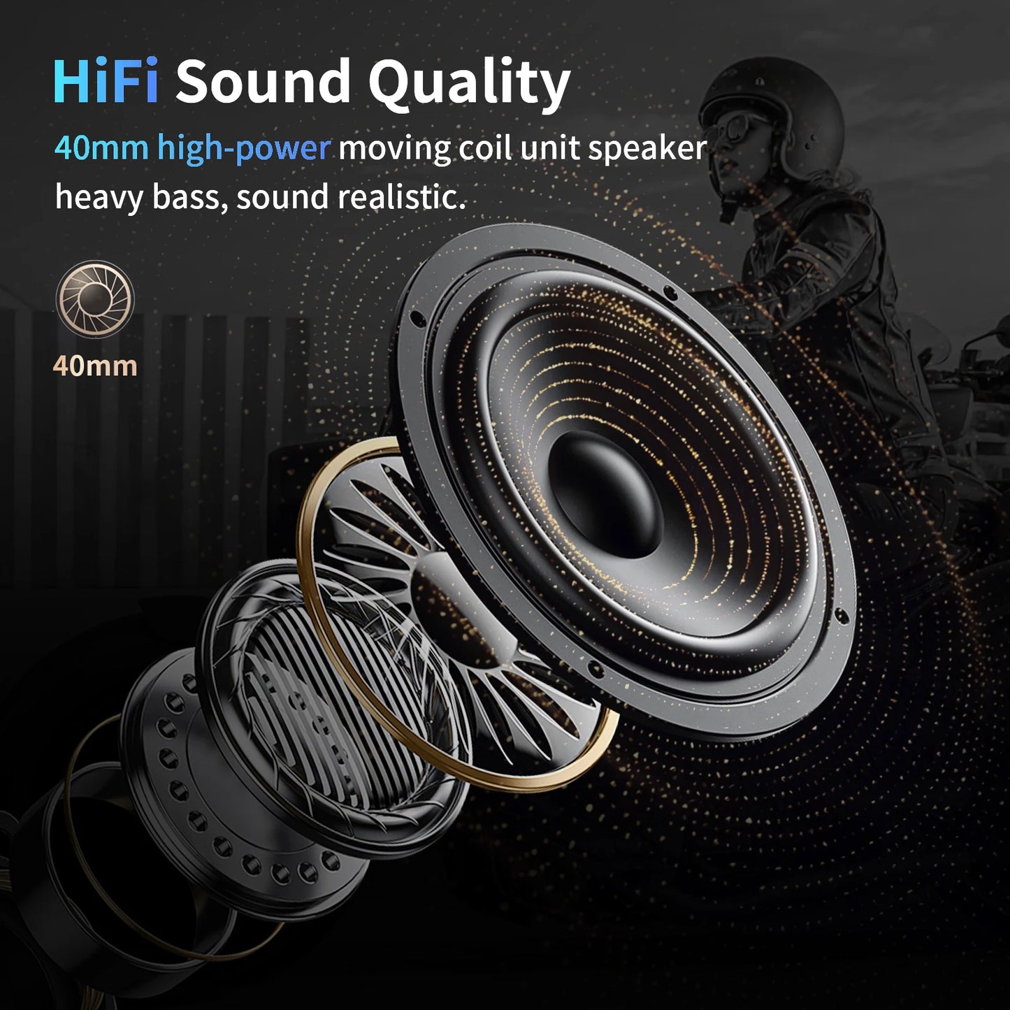 Fodsports FX-S Bluetooth Motorcycle Intercom — Wireless Helmet Headset with 1000M Range, BT5.4